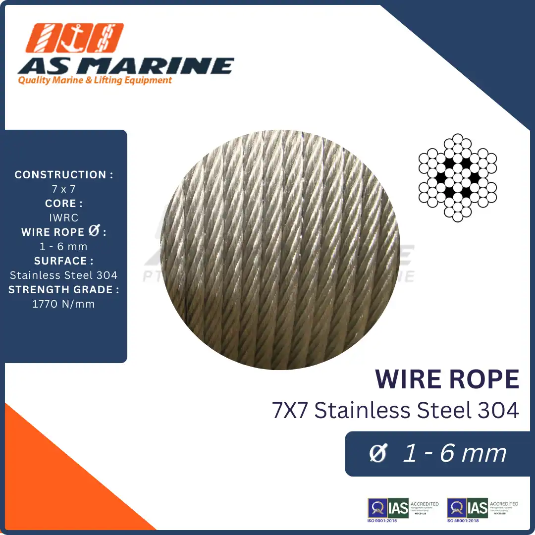 Wire Rope 7x7 Stainless Steel 304 1 mm